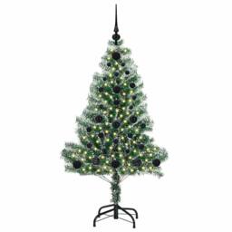 Berkfield Home Artificial Christmas Tree Snow Flocked with LED Light 120 cm in Green - thumbnail 3