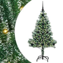 Berkfield Home Artificial Christmas Tree Snow Flocked with LED Light 120 cm in Green - thumbnail 2