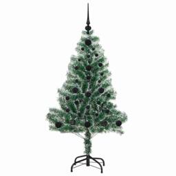 Berkfield Home Artificial Christmas Tree Snow Flocked with LED Light 120 cm in Green - thumbnail 4