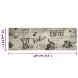 Berkfield Home Kitchen Rug Washable Coffee Grey 60x180 cm Velvet - thumbnail 5