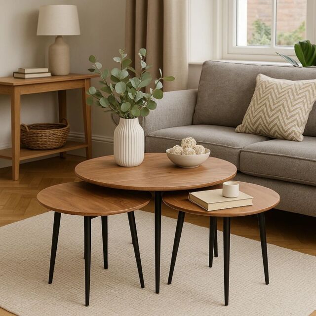 EONLION Set of 3 Coffee Tables Heavy Duty Sets Durable Desk Sets New Design in Beige - image 1