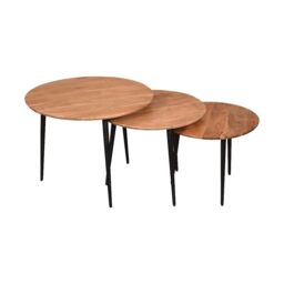 EONLION Set of 3 Coffee Tables Heavy Duty Sets Durable Desk Sets New Design in Beige - thumbnail 4