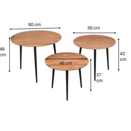 EONLION Set of 3 Coffee Tables Heavy Duty Sets Durable Desk Sets New Design in Beige - thumbnail 2