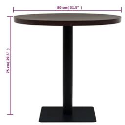 Berkfield Home Bistro Table MDF & Steel Round 80x75 cm Dark Ash in Brown - thumbnail 6