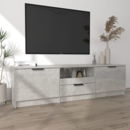 Berkfield Home TV Cabinet Concrete Grey 140x35x40 cm Engineered Wood - Size: 140 x 35 x 40 cm - thumbnail 3