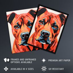 "Artery8 Wall Art Print Staffordshire Bull Terrier Golden Red Brown Geometric Artwork Painting Staffie Poster - Size: W12"" x H16""" - thumbnail 2