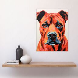 "Artery8 Wall Art Print Staffordshire Bull Terrier Golden Red Brown Geometric Artwork Painting Staffie Poster - Size: W12"" x H16""" - thumbnail 4