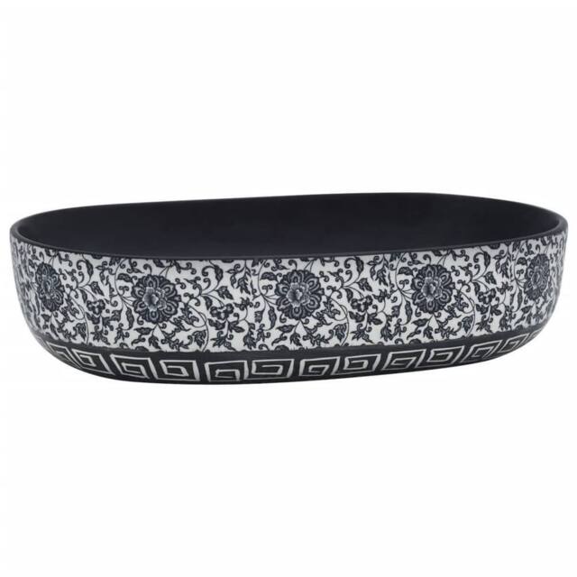 Berkfield Home Countertop Basin Black & Blue Oval 59x40x14 cm Ceramic - Size: 59 x 40 x 14 cm - image 1