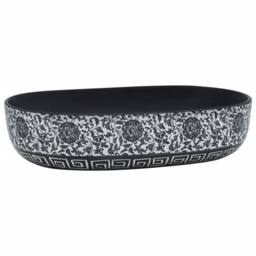 Berkfield Home Countertop Basin Black & Blue Oval 59x40x14 cm Ceramic - Size: 59 x 40 x 14 cm