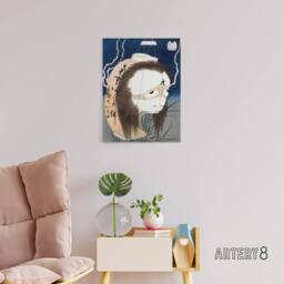 "Artery8 The Lantern Ghost Iwa Canvas Wall Art Print Katsushika Hokusai in Blue - Size: W18"" x H24""" - thumbnail 3