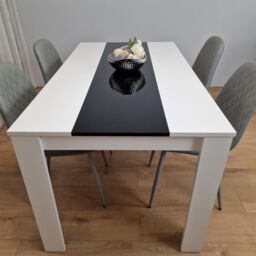 KOSY KOALA Modern White & Black Dining Table Set With 4 Grey Chairs Dining Room Furniture in Brown - thumbnail 7