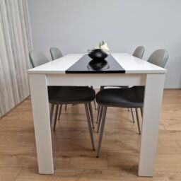 KOSY KOALA Modern White & Black Dining Table Set With 4 Grey Chairs Dining Room Furniture in Brown - thumbnail 9