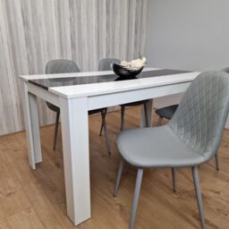 KOSY KOALA Modern White & Black Dining Table Set With 4 Grey Chairs Dining Room Furniture in Brown - thumbnail 6
