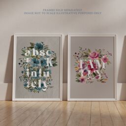 Artery8 Wall Art Print Pack of 2 A4 Family Boho Flowers & Typography Floral Pink & Blues Modern Living Room s Set - thumbnail 6