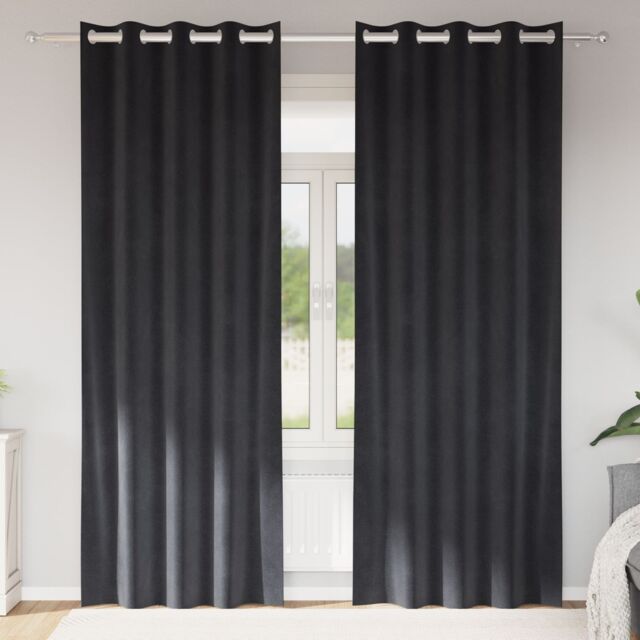 Berkfield Home Blackout Curtains with Eyelets 2 pcs Dark Grey Velvet - image 1