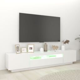 Berkfield Home TV Cabinet with LED Lights White 200x35x40 cm - Size: 200 x 35 x 40 cm - thumbnail 4
