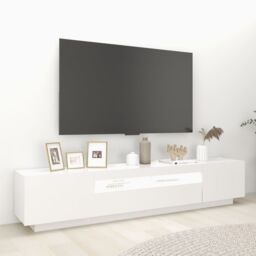 Berkfield Home TV Cabinet with LED Lights White 200x35x40 cm - Size: 200 x 35 x 40 cm - thumbnail 5