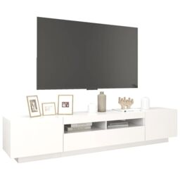 Berkfield Home TV Cabinet with LED Lights White 200x35x40 cm - Size: 200 x 35 x 40 cm - thumbnail 6