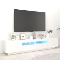 Berkfield Home TV Cabinet with LED Lights White 200x35x40 cm - Size: 200 x 35 x 40 cm