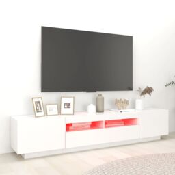 Berkfield Home TV Cabinet with LED Lights White 200x35x40 cm - Size: 200 x 35 x 40 cm - thumbnail 3