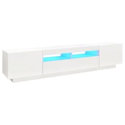 Berkfield Home TV Cabinet with LED Lights White 200x35x40 cm - Size: 200 x 35 x 40 cm - thumbnail 2