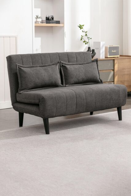 More4Homes Harper 2 Seater Folding Clic Clac Fabric Lounge Futon Sofa Bed in Charcoal - image 1