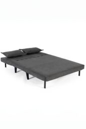 More4Homes Harper 2 Seater Folding Clic Clac Fabric Lounge Futon Sofa Bed in Charcoal - thumbnail 4