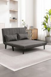 More4Homes Harper 2 Seater Folding Clic Clac Fabric Lounge Futon Sofa Bed in Charcoal - thumbnail 5