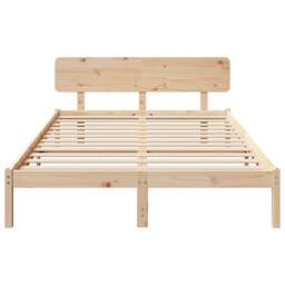 Berkfield Home Traditional Bed Frame with Headboard 140x200 cm Solid Pine Wood in Beige - thumbnail 5