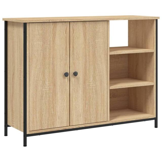 Berkfield Home Sideboard Sonoma Oak 100x33x75 cm Engineered Wood in Light Tan - Size: 100 x 33 x 75 cm - image 1
