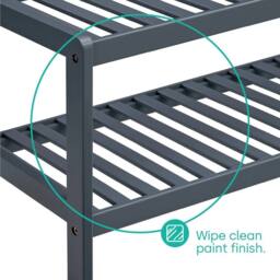 NESTLUNE Grey Bamboo 2 Tier Shoe Rack Storage Bench Hallway - Size: 100 cm x 15 cm - thumbnail 6