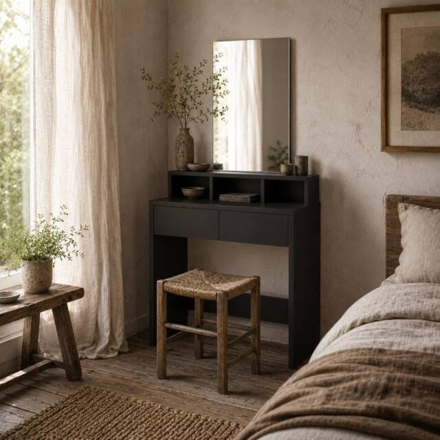 Wyld Haus Merotto Black Dressing Table Mirror - image 1