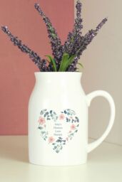 Personalised Memento Company Women's Personalised Floral Heart Flower Jug in White - thumbnail 4