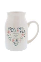 Personalised Memento Company Women's Personalised Floral Heart Flower Jug in White - thumbnail 1