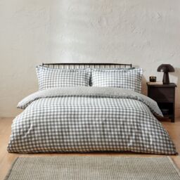 Yard Barton Gingham Check Reversible Duvet Cover Set in Grey - Size: King - thumbnail 4