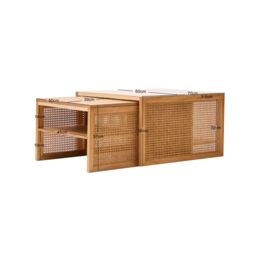 Nordlys Set of 2 Wooden Coffee Tables with Storage in Brown - thumbnail 5