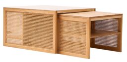 Nordlys Set of 2 Wooden Coffee Tables with Storage in Brown - thumbnail 1