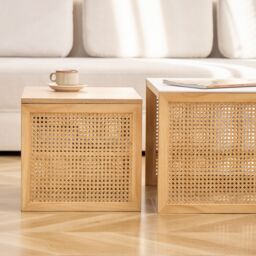 Nordlys Set of 2 Wooden Coffee Tables with Storage in Brown - thumbnail 3
