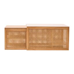 Nordlys Set of 2 Wooden Coffee Tables with Storage in Brown - thumbnail 8