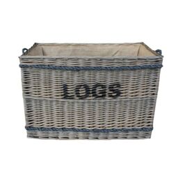 Red Hamper Wicker Large Rope Handle Log Basket in Grey - thumbnail 1