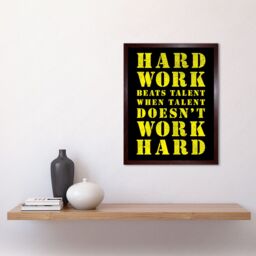 "Artery8 Wall Art Print Exercise Motivation Hard Work Beats Talent Inspirational Gym Art Framed in Brown - Size: W12"" x H16""" - thumbnail 2