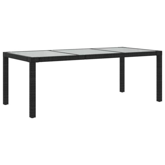 Berkfield Home Garden Table Black 190x90x75 cm Tempered Glass & Poly Rattan - Size: 190 x 90 x 75 cm - image 1