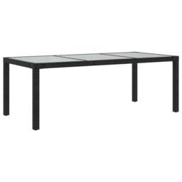 Berkfield Home Garden Table Black 190x90x75 cm Tempered Glass & Poly Rattan - Size: 190 x 90 x 75 cm - thumbnail 1