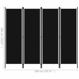 Berkfield Home 4-Panel Room Divider Black 200x180 cm - thumbnail 6