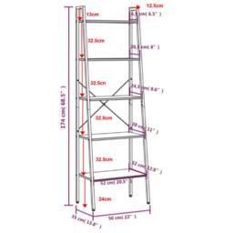 Berkfield Home Practical 5-Tier Standing Shelf Black 56x35x174 cm - Size: 56 x 35 x 174 cm - thumbnail 8
