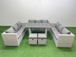 Fimous Patio Outdoor Garden Furniture Sets with 2 Small Stool Light Grey - thumbnail 1