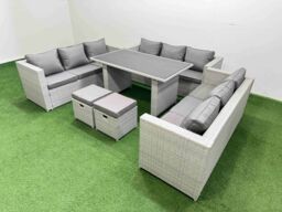 Fimous Patio Outdoor Garden Furniture Sets with 2 Small Stool Light Grey - thumbnail 2