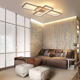 NIVOR 75W 3-Squares White LED Ceiling Light Acrylic Flush Mount Lamp 6000K in Metallic Gold - thumbnail 7