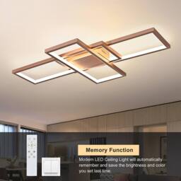 NIVOR 75W 3-Squares White LED Ceiling Light Acrylic Flush Mount Lamp 6000K in Metallic Gold - thumbnail 6