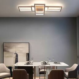 NIVOR 75W 3-Squares White LED Ceiling Light Acrylic Flush Mount Lamp 6000K in Metallic Gold - thumbnail 9